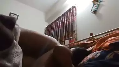 Girlfriend fucking inside blanket at home by boyfriend