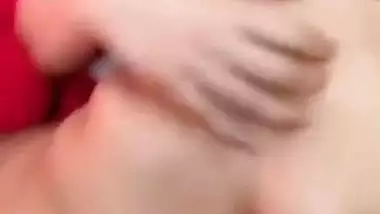 Gorgeous girlfriend naked selfie with pussy rubbing