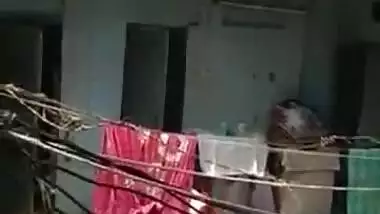 Aunty washing pussy removing red panty