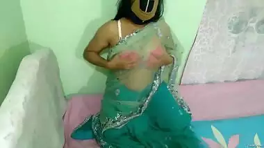 Exclusive- Horny Desi Wife Pressing Her Boobs And Fucked In Doggy Style