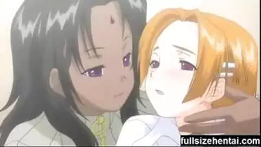 A petite blonde cutie gets fondled by her tanned lesbian pal