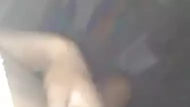 Skinny Desi chick mounts lover's XXX boner in MMS video at night