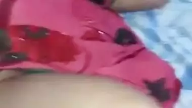 Desi wife lies in bed with XXX legs spread widely and sex boob naked