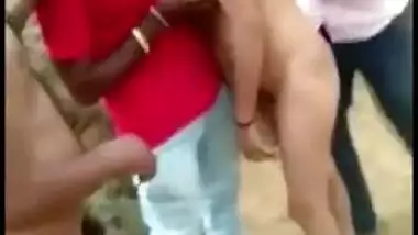 Naked village teen caught outdoor together with lover in Desi mms clip