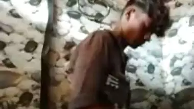 Village guy enjoys bathroom sex with his nude GF