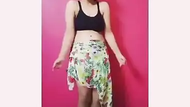 Sexy desi girl in black bra belly dance