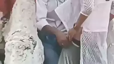 College couple enjoys outdoor sex below a big tree